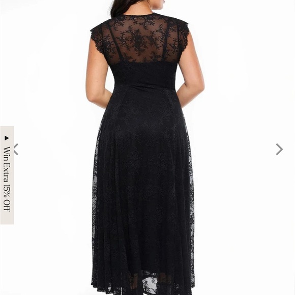 Popilush - Shapewear Boho Floral Lace Front Slit Maxi Dress-XXL - Picture 6 of 6